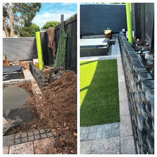 Artificial grass and relay of retaining wall