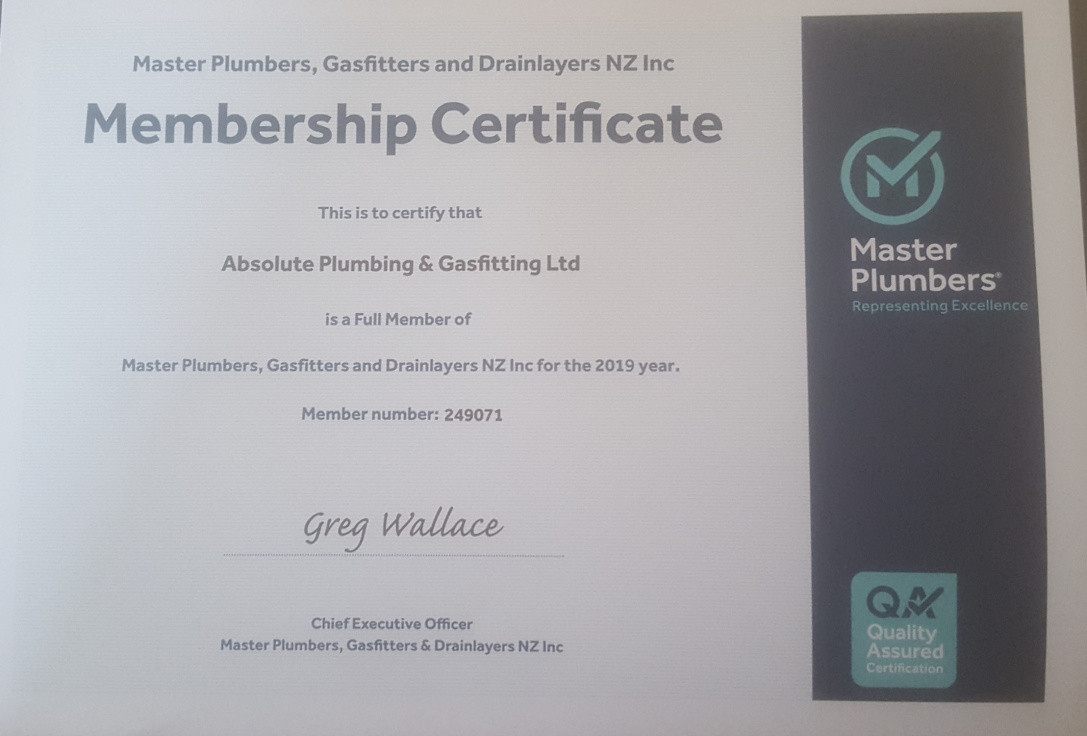 Master Plumbers Registration from 2019