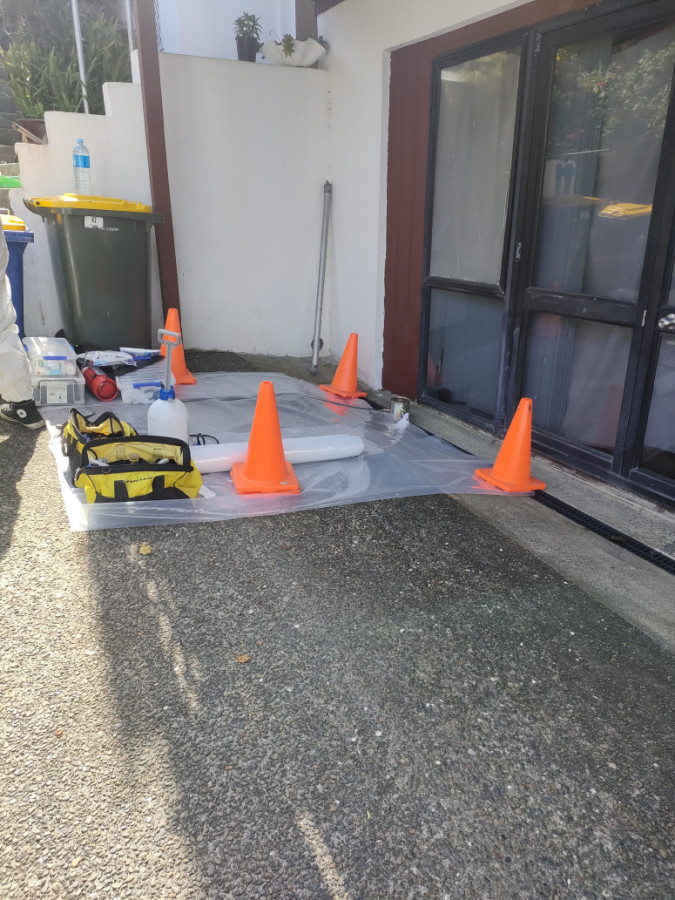 Poly plastic used and cones for decon area