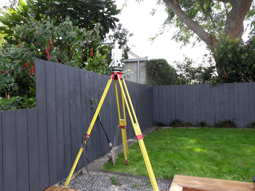 Survey equipment used to mark boundaries