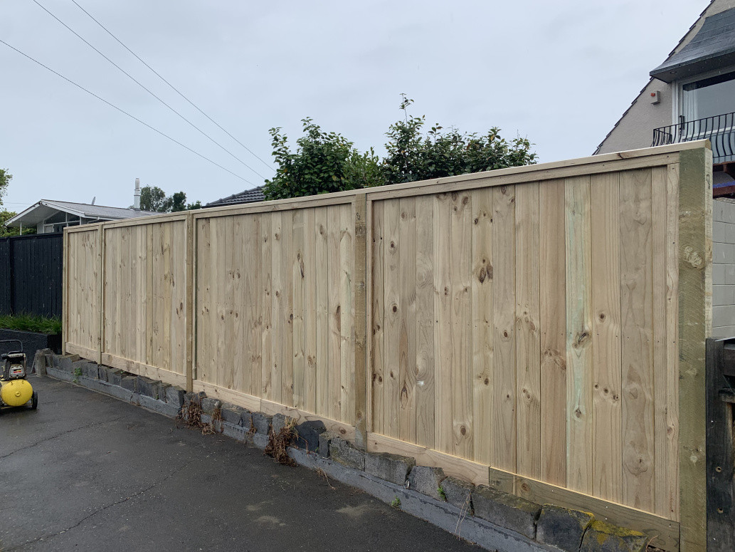 Pine Fencing with a framed feature and capping