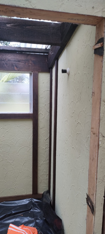 Preparation for removal of class b asbestos cladding.