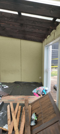 Preparation for removal of class b asbestos cladding.