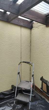 Preparation for removal of class b asbestos cladding.