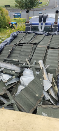 Used poly plastic to contain class b asbestos roof tiles and cladding and tape it straight after to contain class b and a asbestos removed.