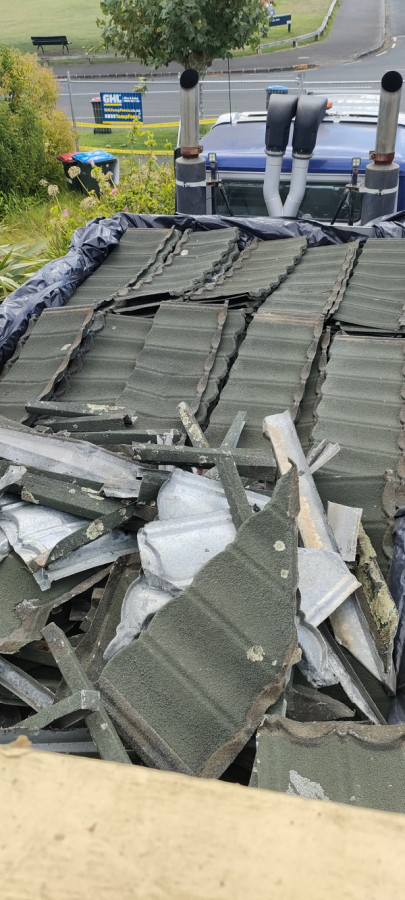 Used poly plastic to contain class b asbestos roof tiles and cladding and tape it straight after to contain class b and a asbestos removed.