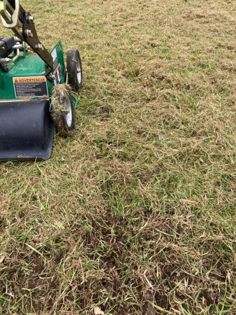 Using a Dethatching machine