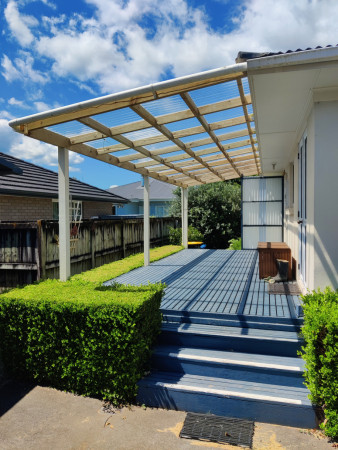 Direct fixed pergola over existing deck.