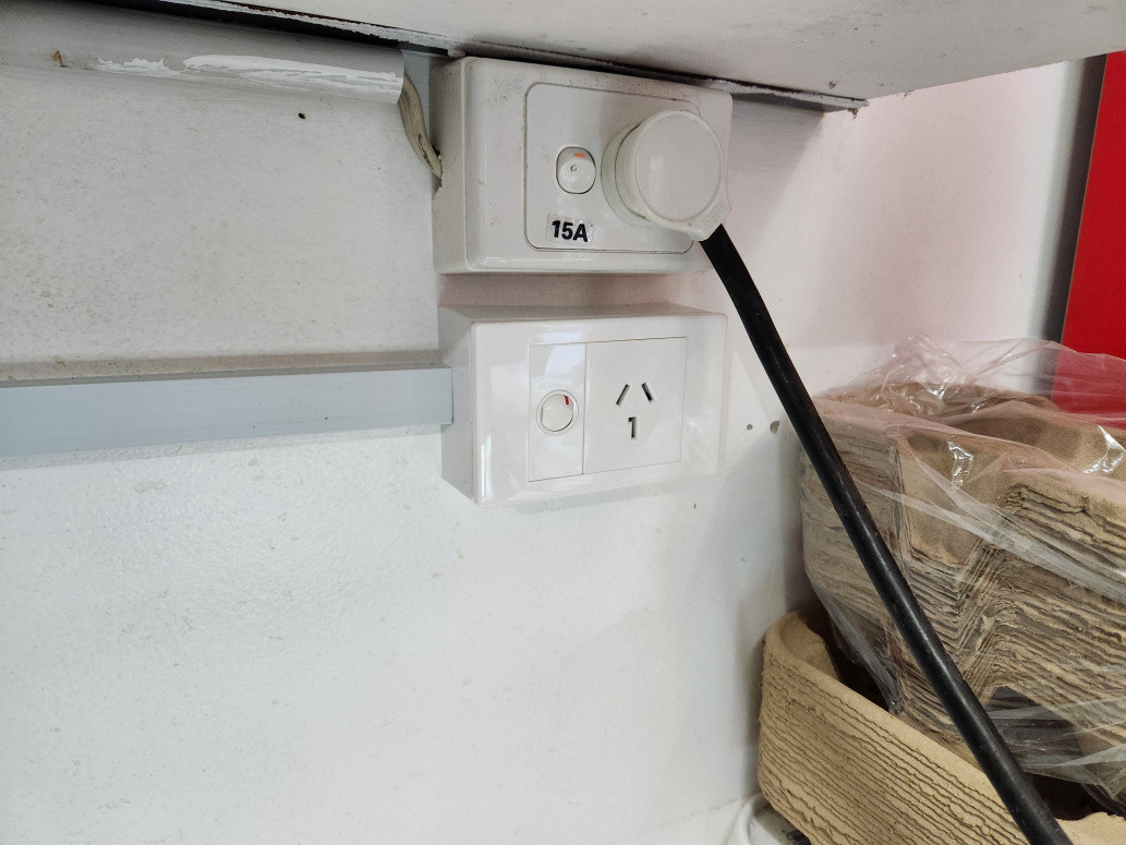 Installed 25A socket outlet for a coffee machine