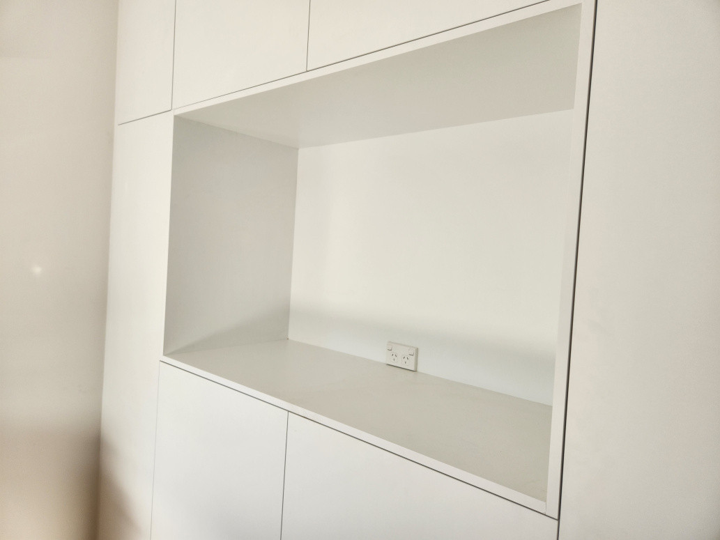 Installed socket outlet for the TV cabinetry