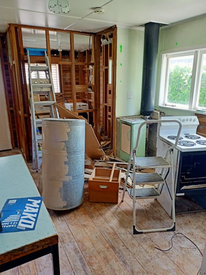 A reno in Thames. Just started to strip out the old internal lining, and then getting it ready for a extension and new lining.