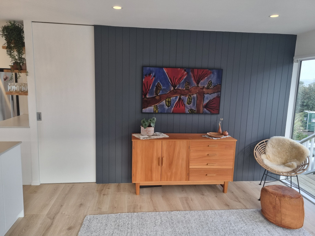 Feature wall- V Groove panels with full height Cavity slider ( soft close)