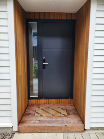 New door with ceder cladding