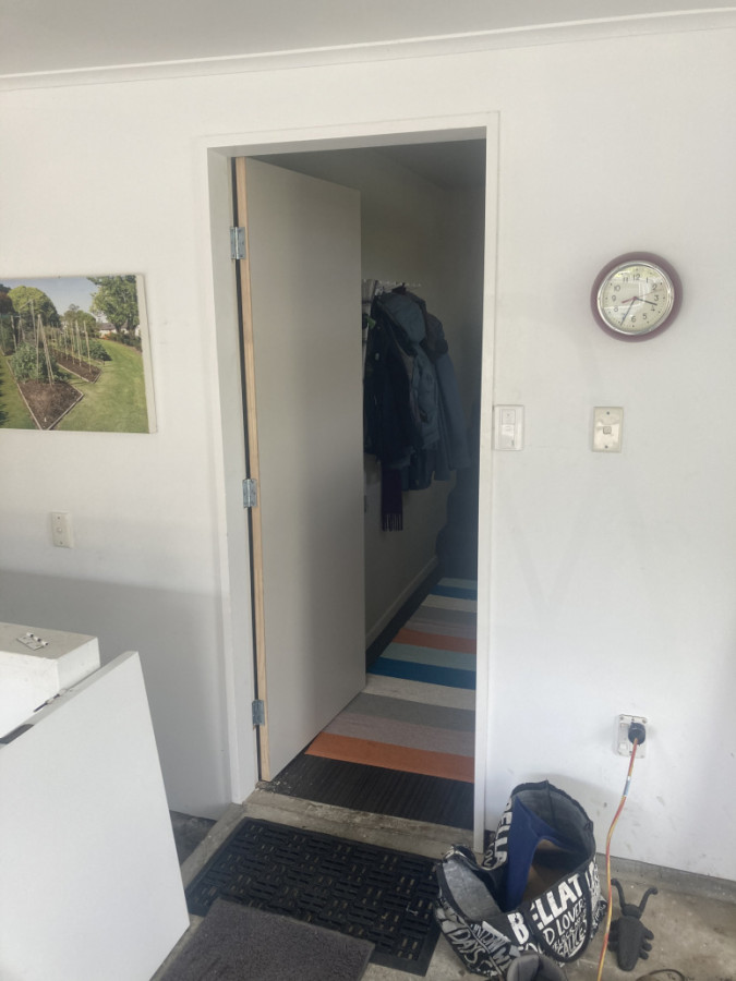 New door leaf installed to eliminate a pet flap in the old leaf