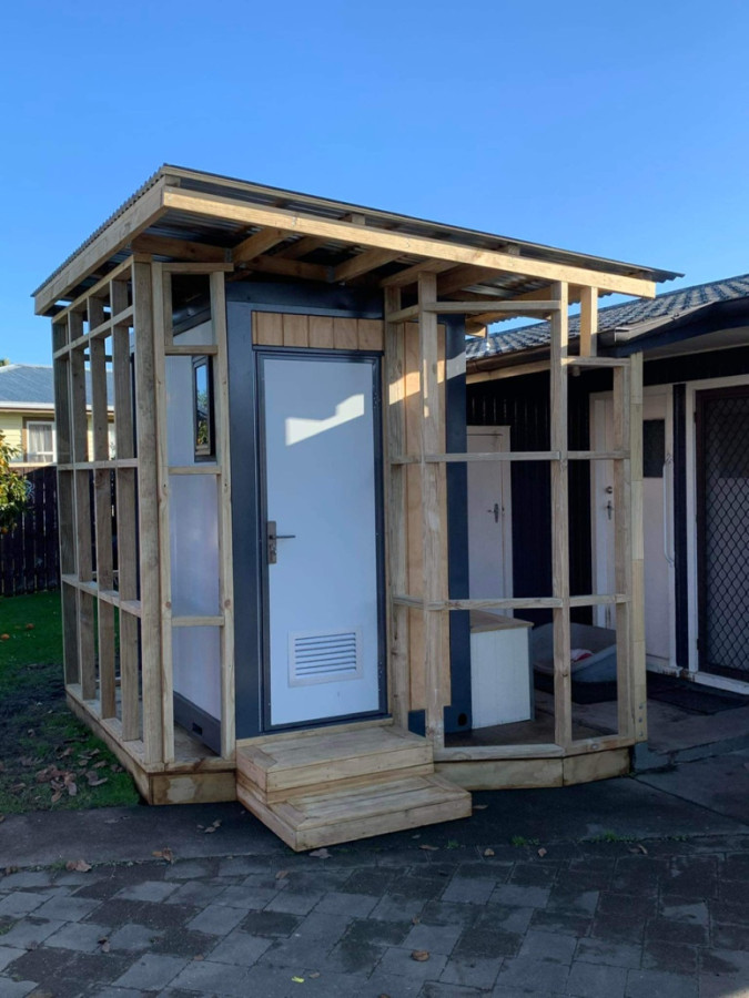 Portable Bathroom with Timber Framing and Roofing Iron