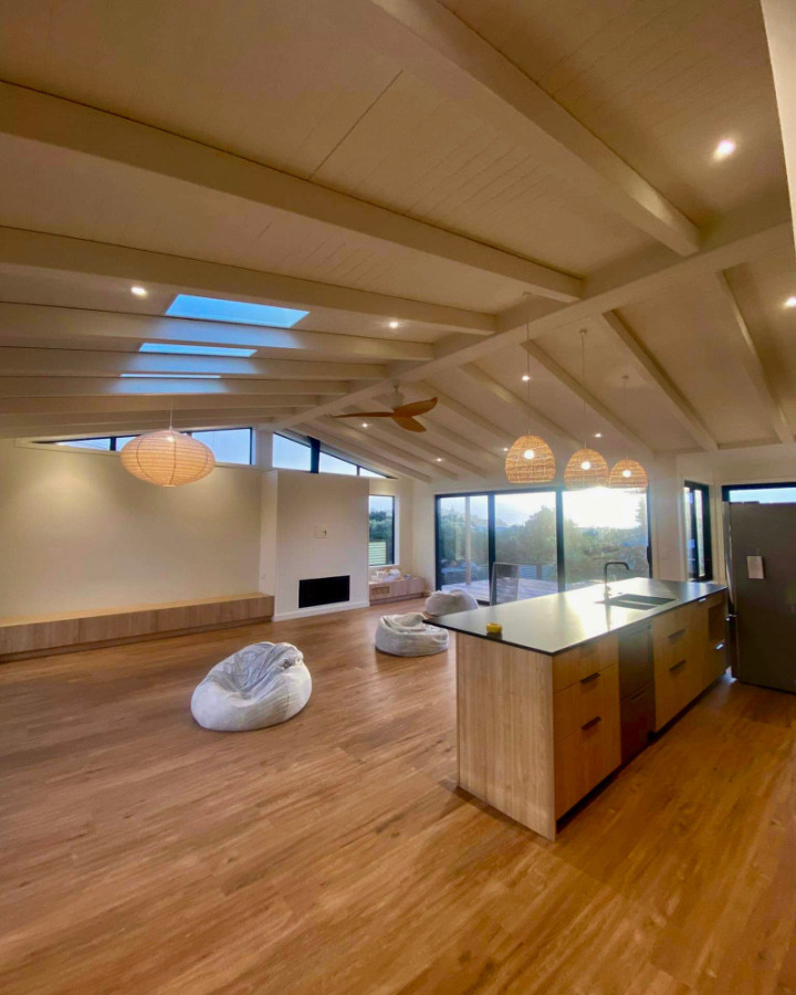 Project wrapped up at this luxury home in Omaha. The open-plan kitchen creates a perfect space for entertaining — and building those exposed rafters was a rewarding challenge!