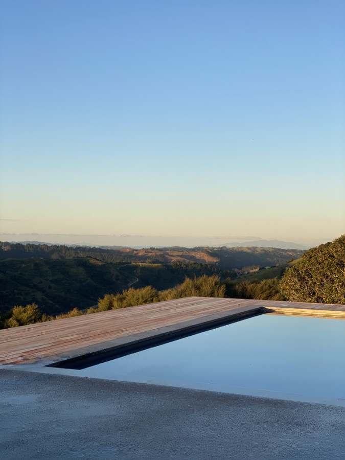 Puhoi deck we completed at the end of last year — how’s that view? We used Fijian Mahogany decking to tie in with the existing macrocarpa accents throughout the property.