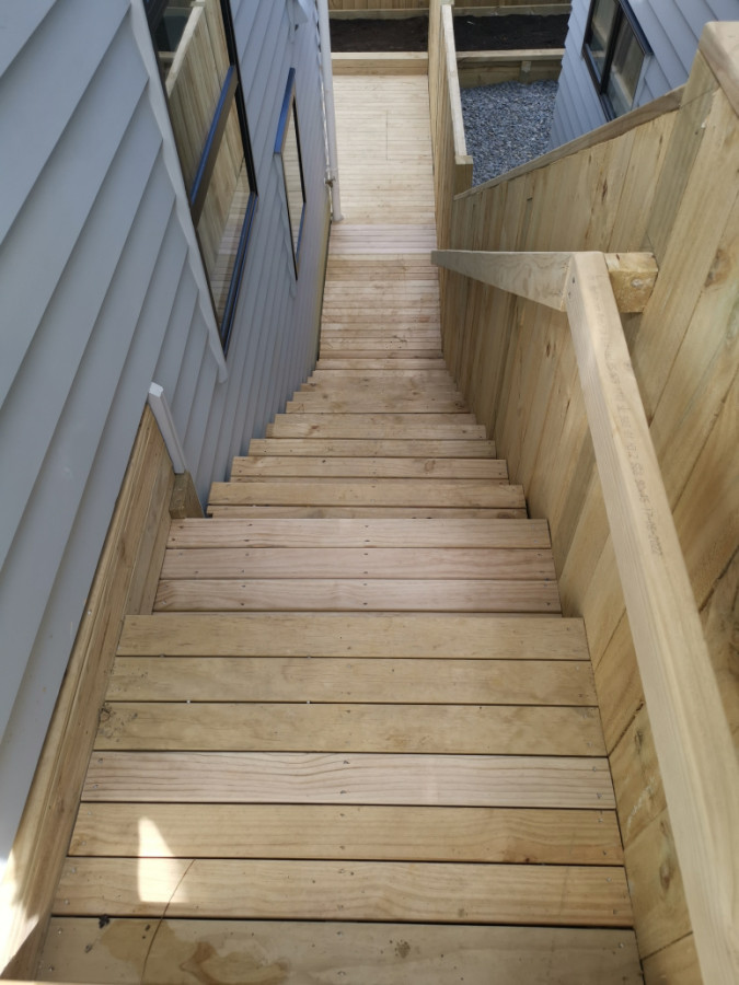 council approved stair  with handrail