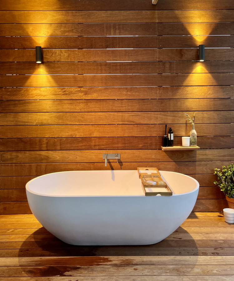 A beautiful out door bath install