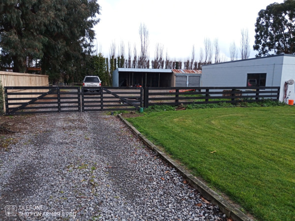 Oregon Post and rail fence and gates.