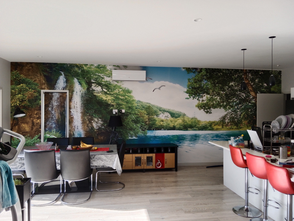 2.7 m X 7m wall paper installation