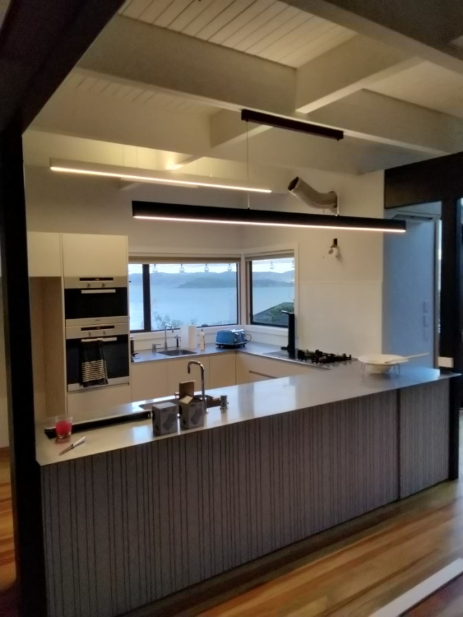 New kitchen led bar lighting on dimmers (hidden cabling for 2 storey house)