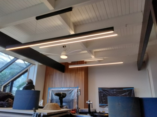 Near end stage of led bar light install and fan install.