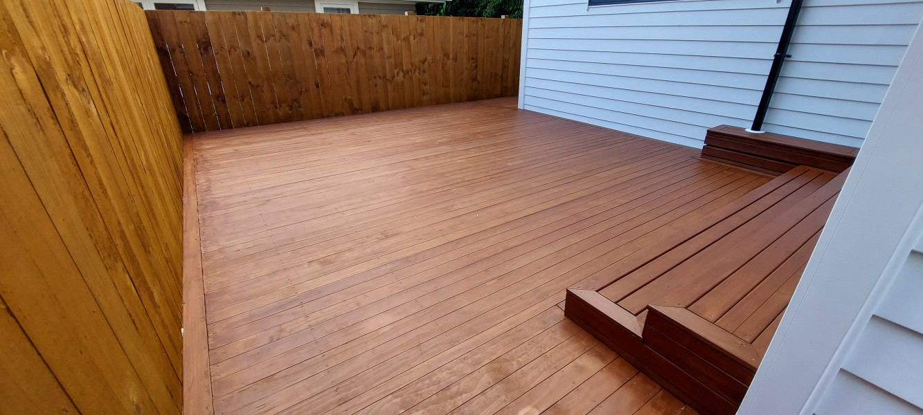 New decks and fences, stain, 2 coats