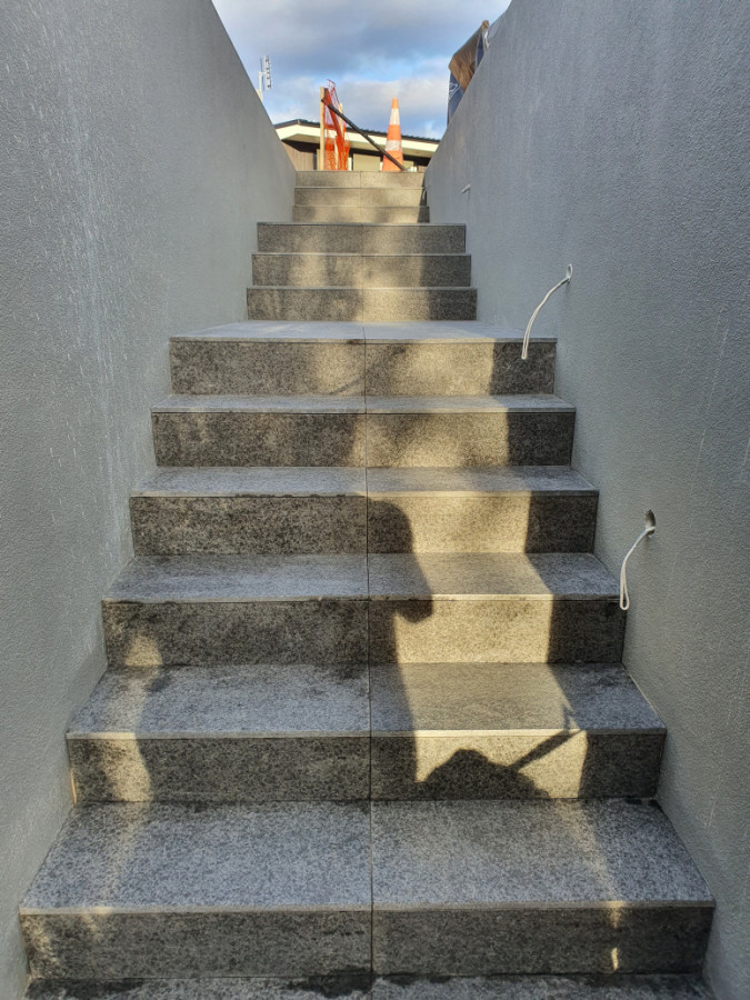 Natural stone outdoor stairs.
