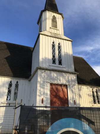 Sash repairs and sill replacement, St Bride's Church, Mauku