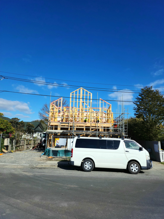 Two story townhouse  ready for trusses