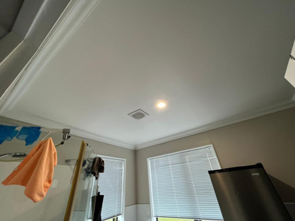 Repaired ceiling and wall then repainted