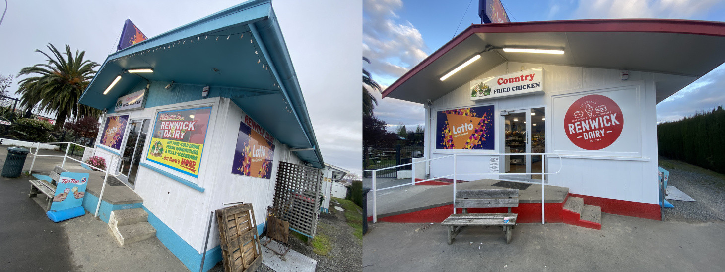 Before and after of a commercial exterior painting 😊