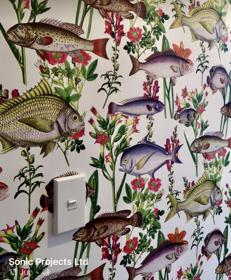 Wallpaper hanging for a powder room