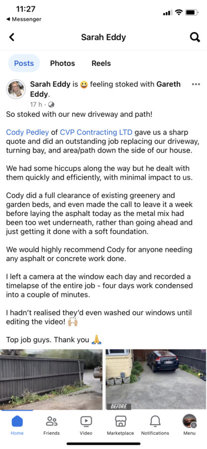 We pride ourselves in awesome workmanship and go above and beyond for our clients check out this awesome feedback we received from one of our clients