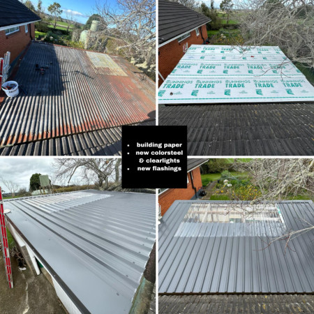 *Re-roof + clearlights for shed ( Karaka*)