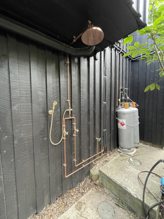 Copper outdoor shower