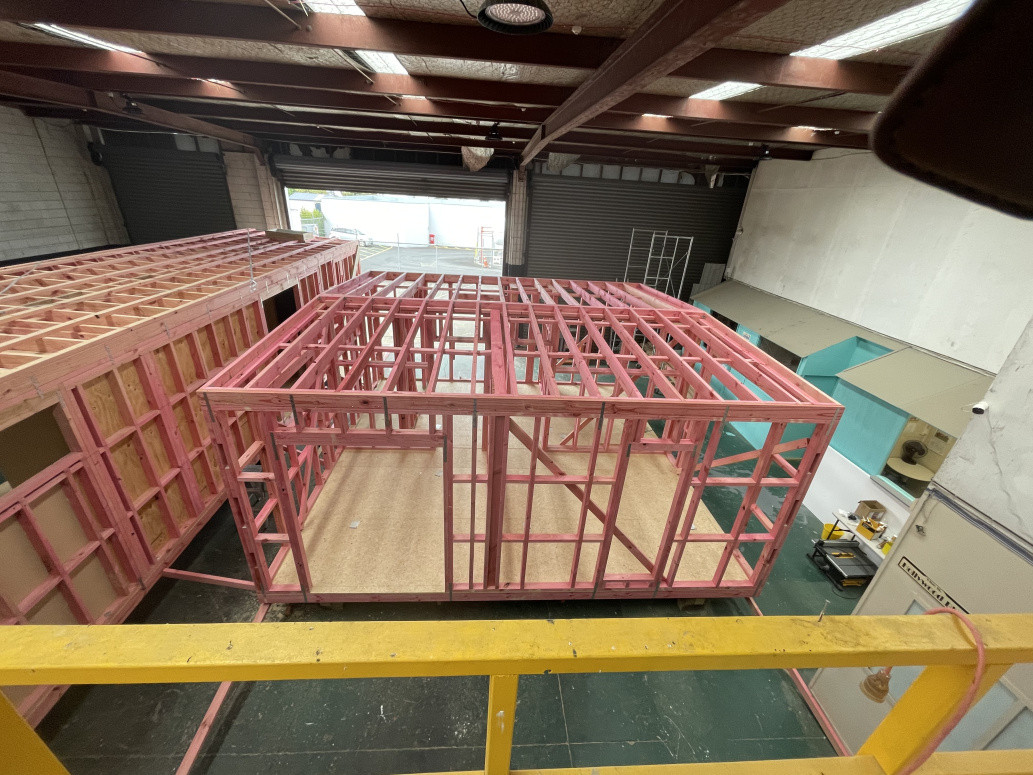 Tiny homes build in warehouse , Henderson