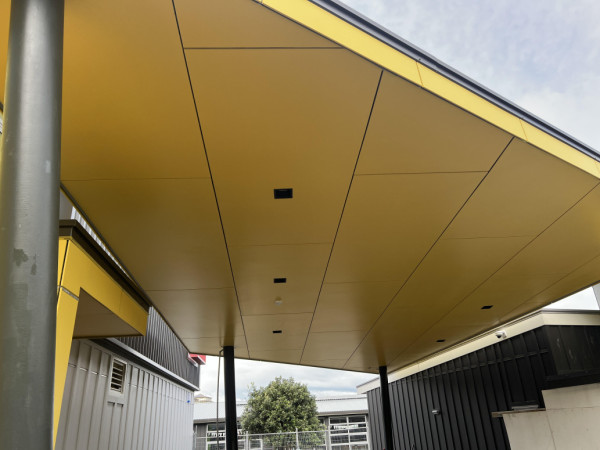 Outside canopy and soffit with negative detail.