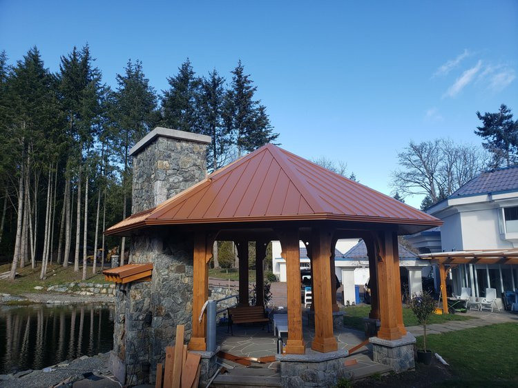 Custom made gazebo with copper penny roof