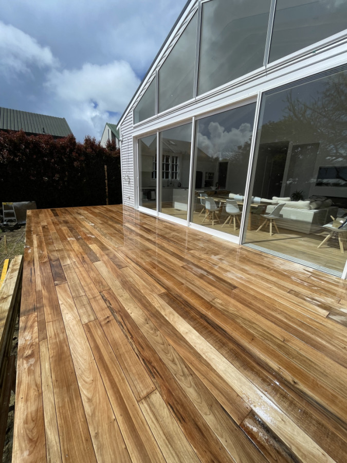 Love the natural wood color of vitex decking
