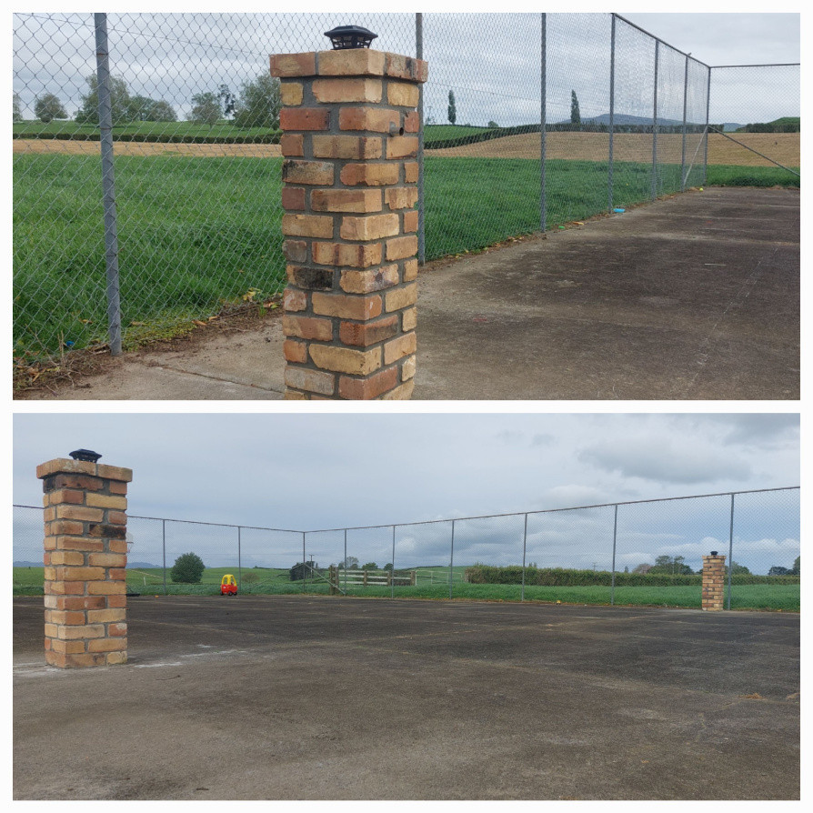 Brick pillars to hang tennis net