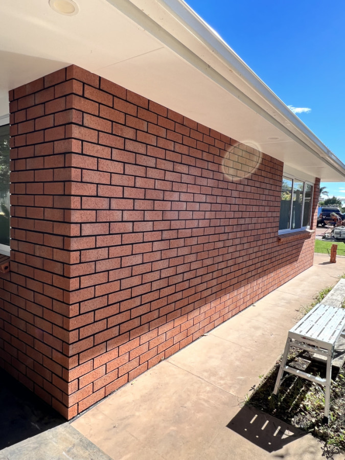 Red brick black mortar