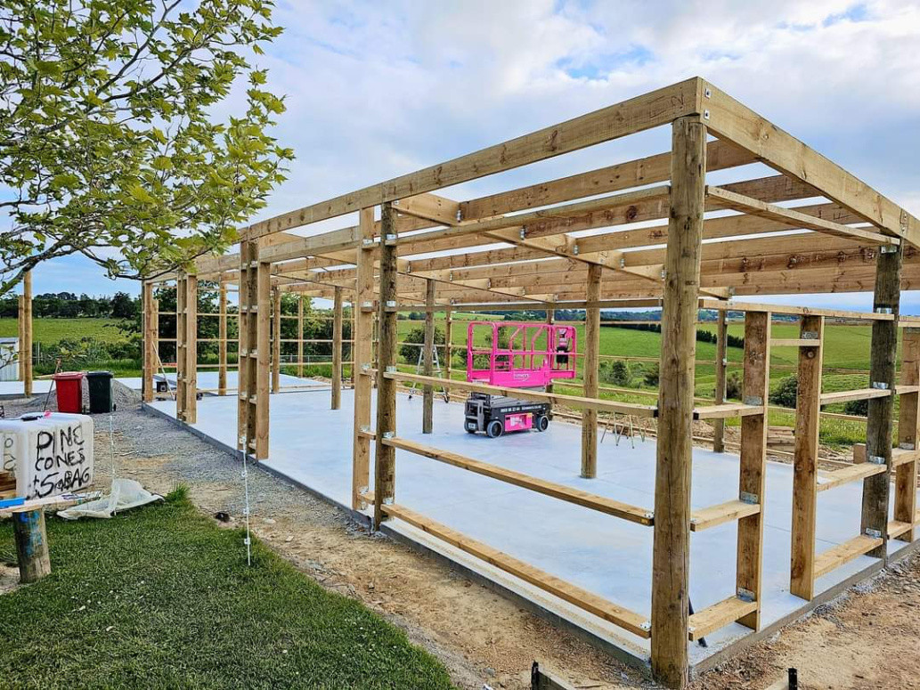 4 bay pole shed underway - Timaru