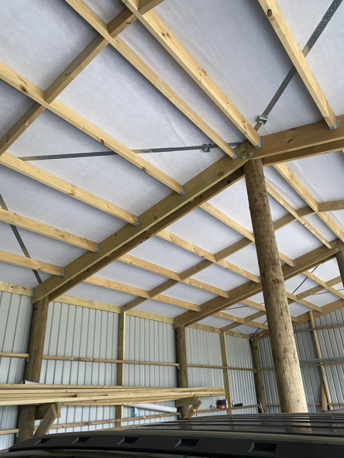 Roof framing on one of our Pole sheds