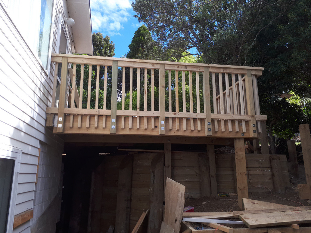 raised deck, retainning wall, & ballustrade