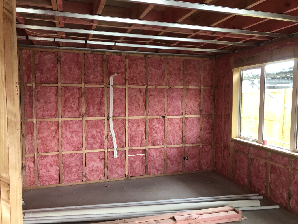 New build walls installed with pink batts