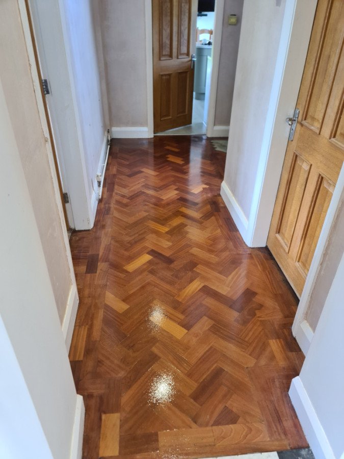 parquet floor sanded and coated