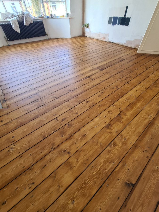 pine floor sanded and stained