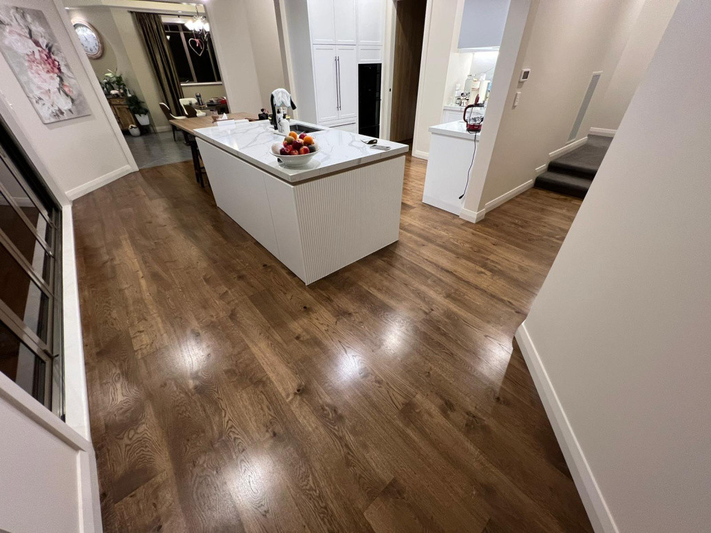 sanded and stained floor